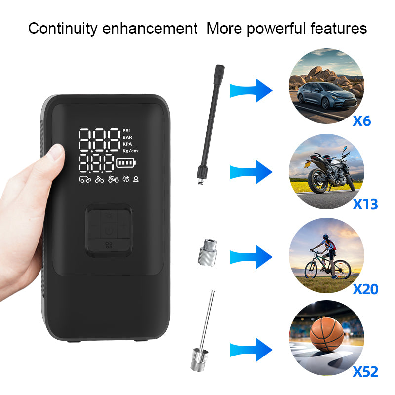 SH03 Portable Smart Air Pump Dual-Cylinder Tire Inflator with Power Bank Function SH03 Portable Smart Air Pump Dual-Cylinder Tire Inflator with Power Bank Function